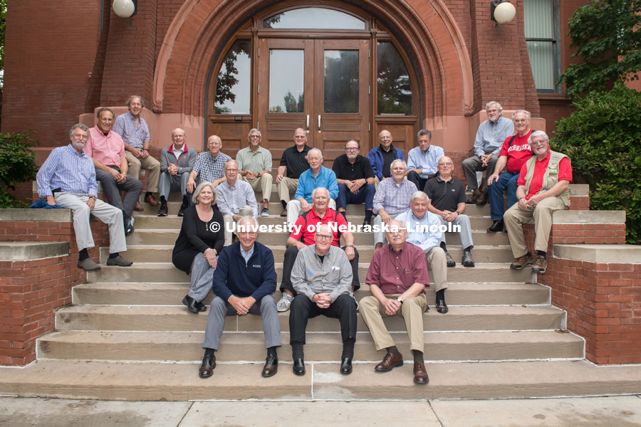 Group photo of the College of Architecture Class of 1968. The College of Architecture’s Class of 68 celebrates their 50th anniversary reunion with fundraiser and fellowship. September 7, 2018. Photo by Greg Nathan, University Communication.